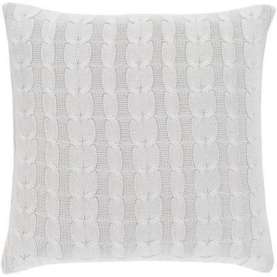 Rosali Knit Light Gray Feather Down or Poly Filled Throw Pillow 20-inch