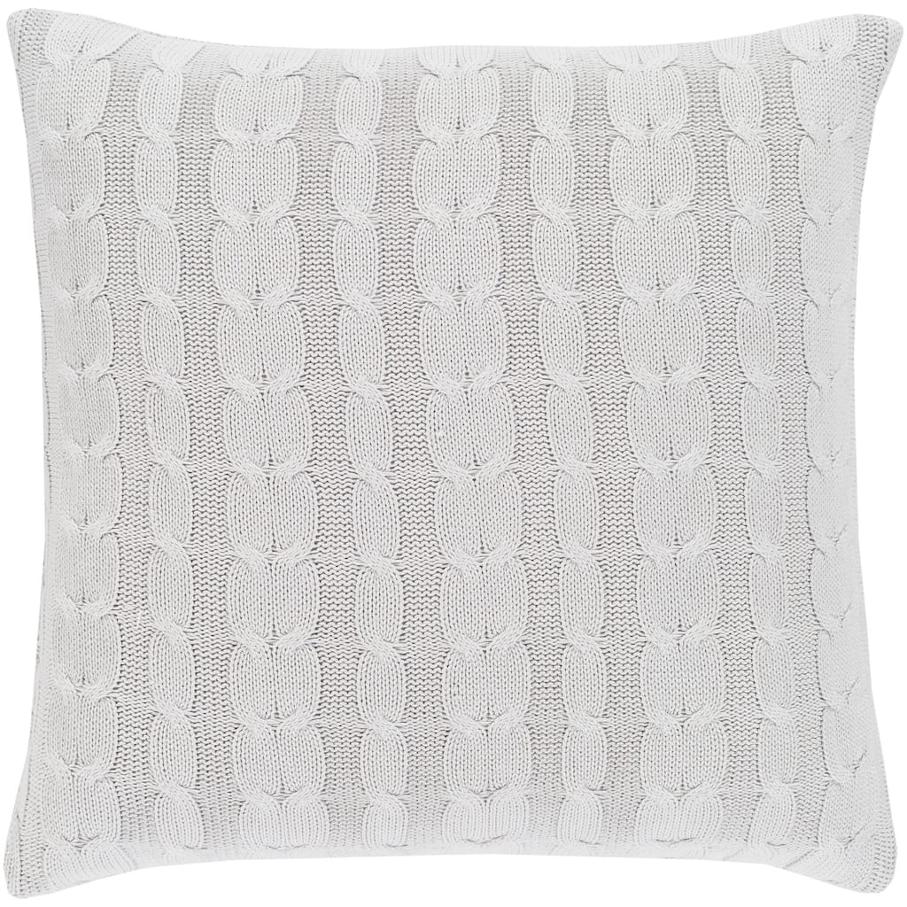 Rosali Knit Light Gray Feather Down or Poly Filled Throw Pillow 20-inch