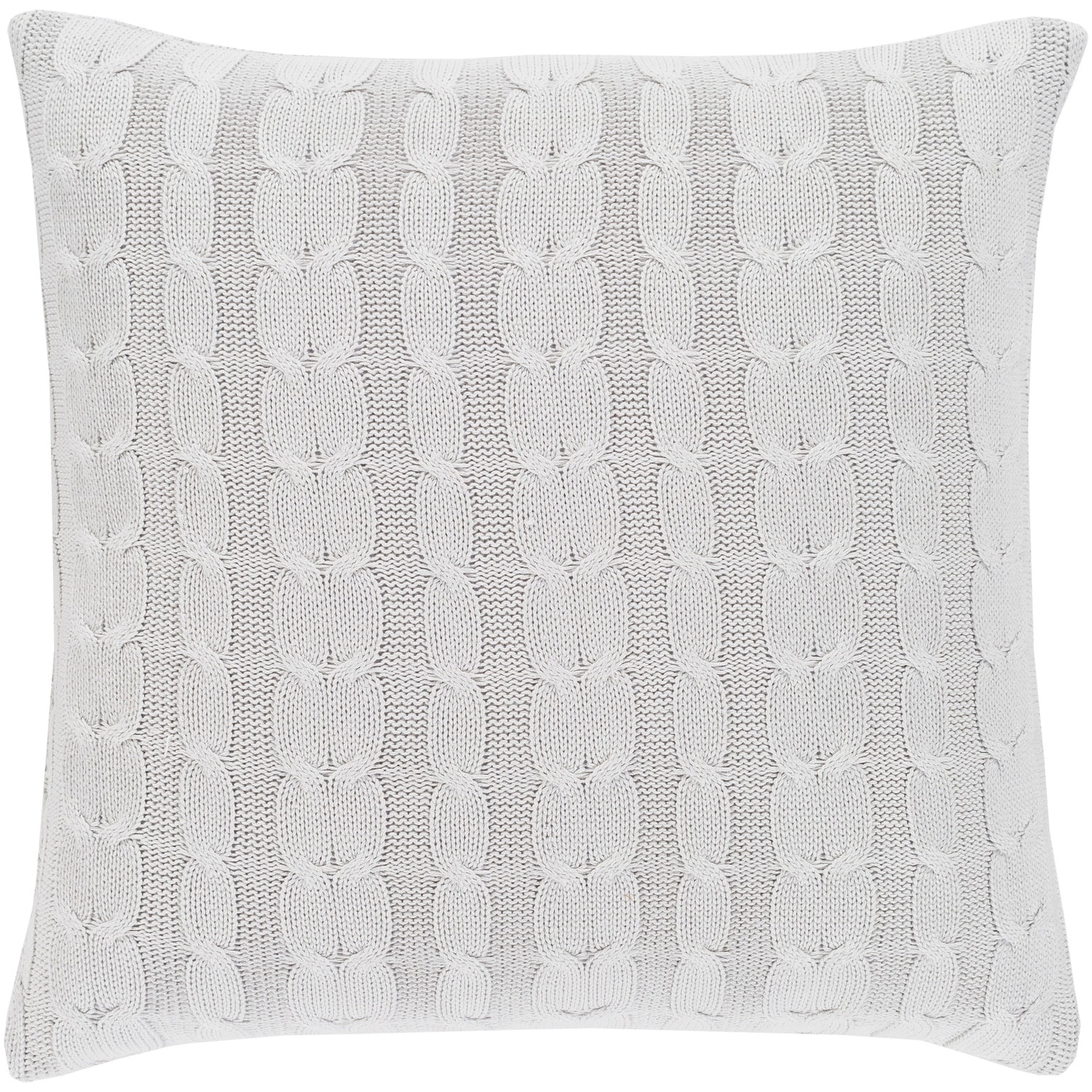 Rosali Knit Light Gray Feather Down or Poly Filled Throw Pillow 20-inch