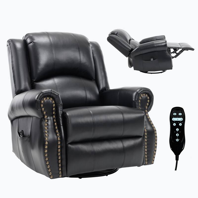 Heat Massage Manual Recliner Chair with Rocker and Swivel in Fabric for Living Room