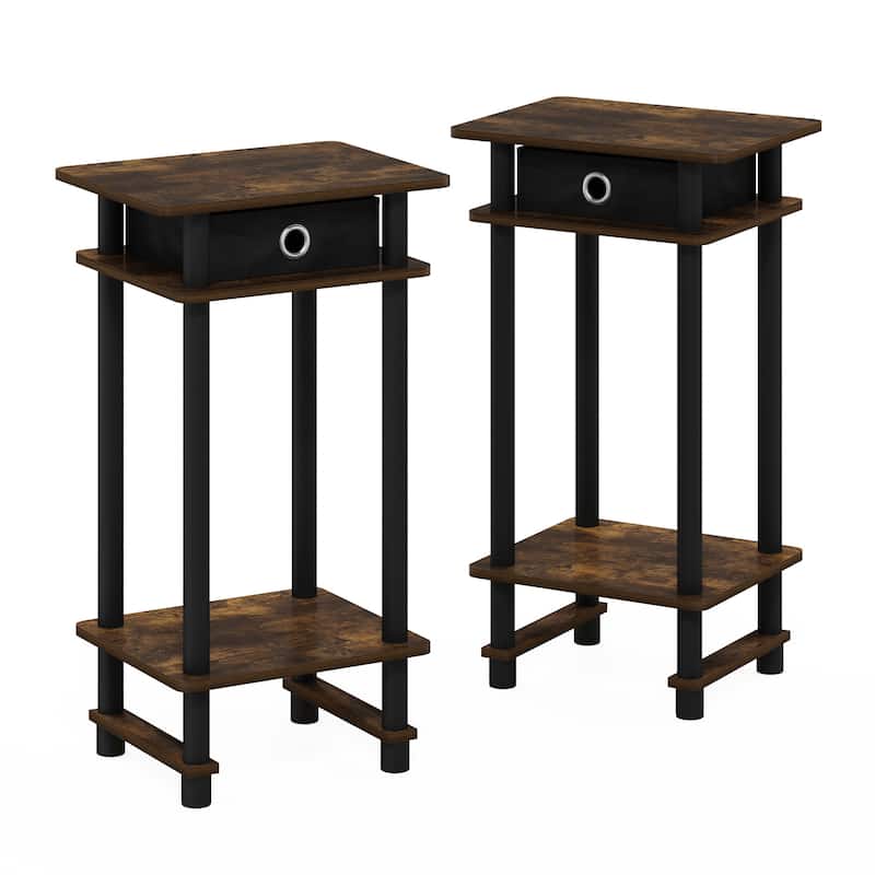 Furinno Turn-N-Tube Tall End Table with Bin