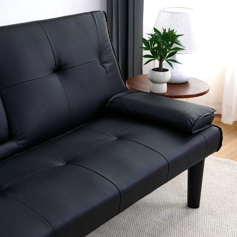 66.8" PVC Multifunctional Sofa Bed With Cup Holder