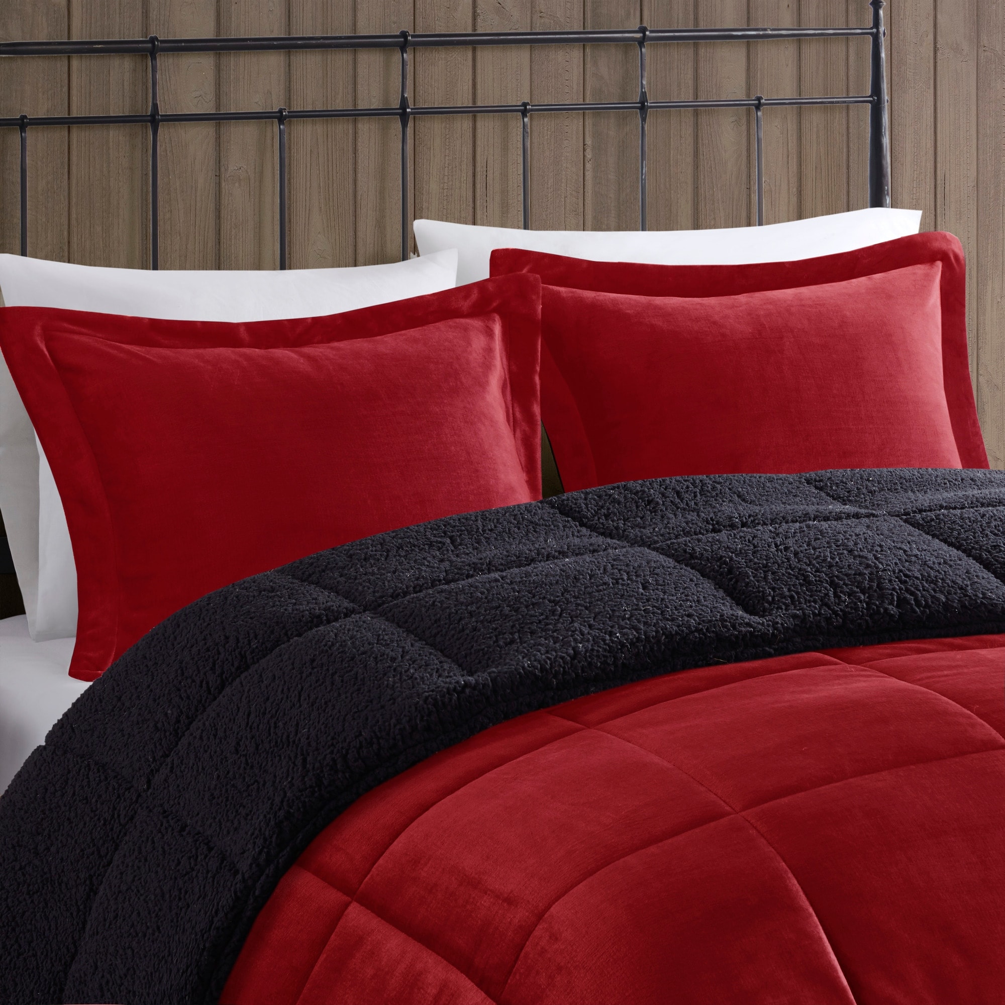 Woolrich alton plush to sherpa fleece top comforter set