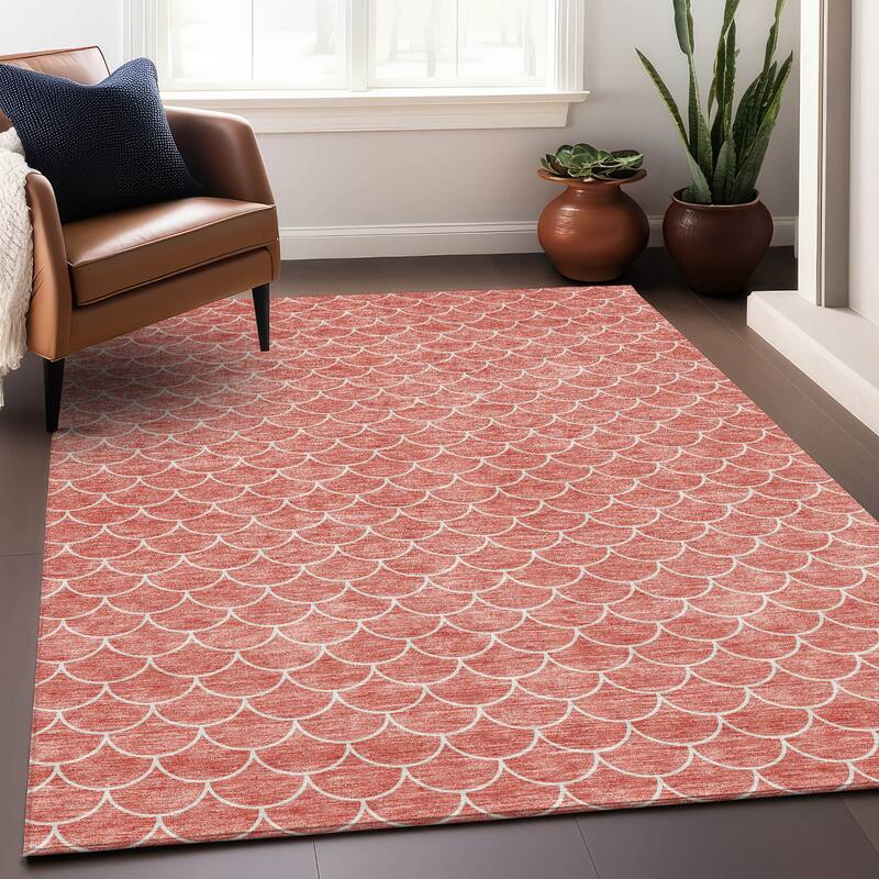 Premium Washable Super Soft Geo Scallops Mayfield Rug - Salmon - 8' x 10'