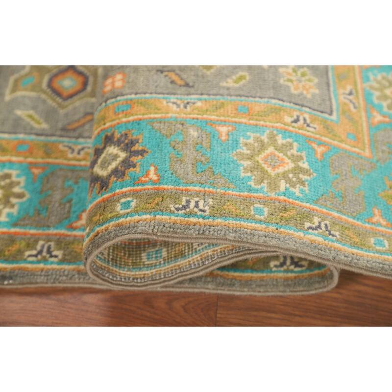Geometric Grey Kazak Oriental Accent Rug Handmade Wool Carpet - 2'6" x 4'5"