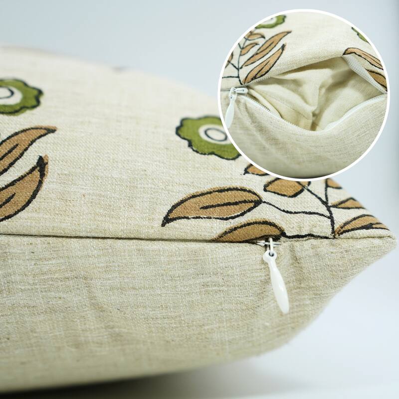 Fabdivine Cushion Cover with Soft Linen Fabric Floral Block Print Boho Cozy Rectangle 14x36 Inch Throw Home Pillowcase, Neha