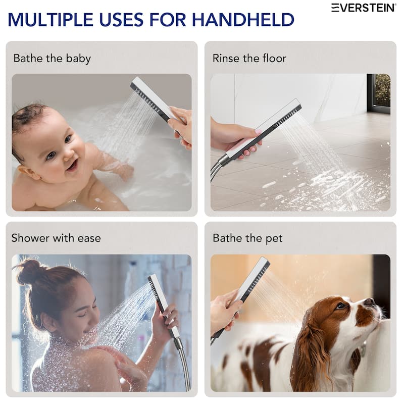Thermostatic Shower Faucet, 12" High-Pressure Dual Showerheads System with Rough-In Valve