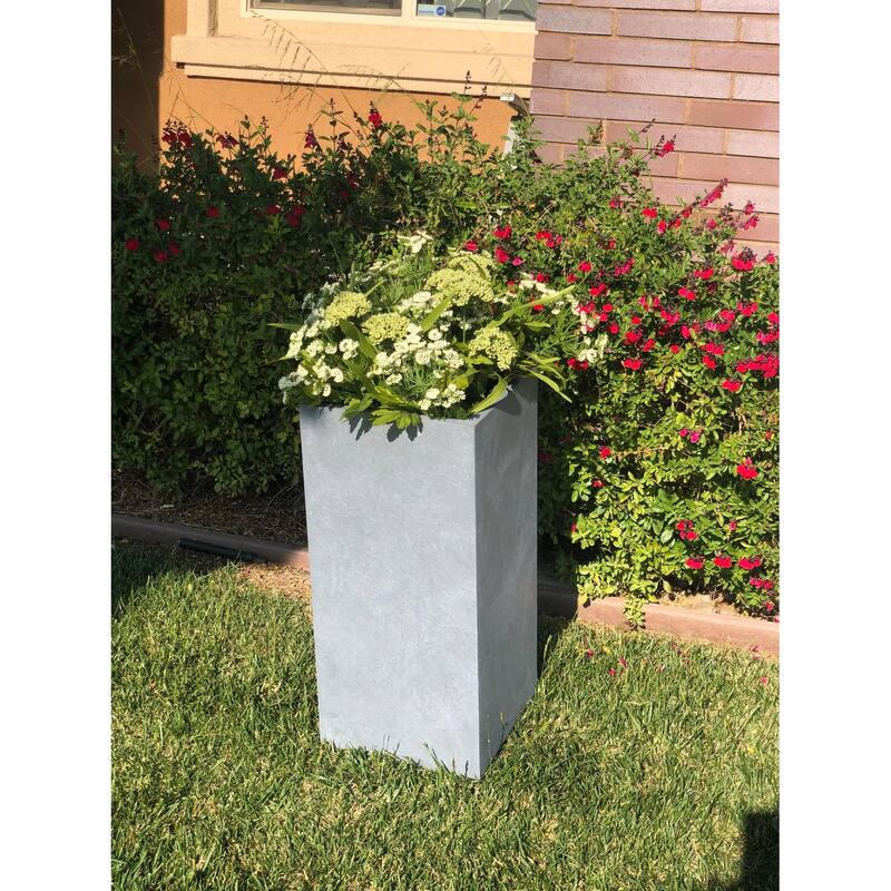 Durx-litecrete Lightweight Concrete Cement Color Tall Planter-Small - 8.7'x8.7'x19.9'