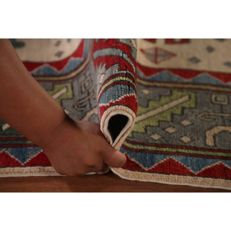 Kazak Area Rug Hand-Knotted Oriental Wool Carpet - 6'10" x 10'2"