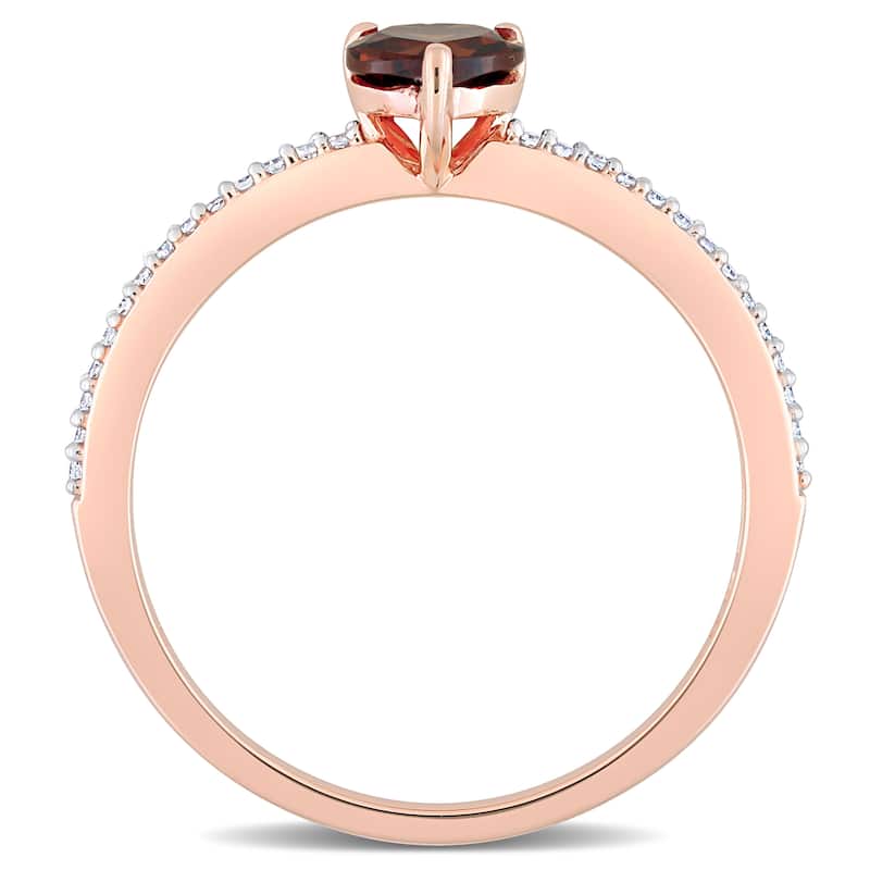 Miadora 10k Rose Gold Heart-cut Garnet and 1/10ct TDW Diamond Birthstone Ring