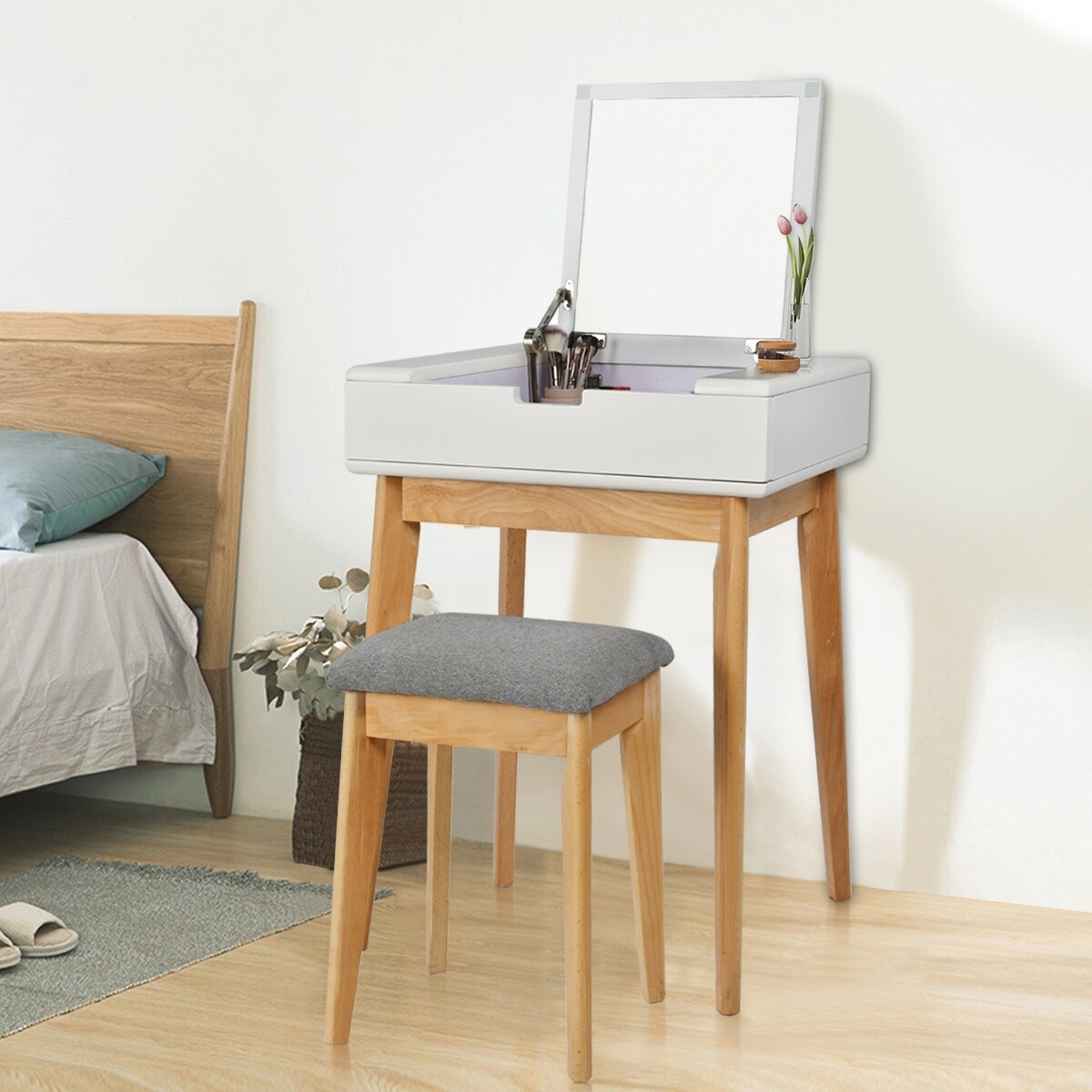 2 Piece A Vanity Table With Flip Up Mirror And A Stool Overstock 32222327 A wide variety of dressing table stools options are available to you, such as appearance, specific use. overstock com