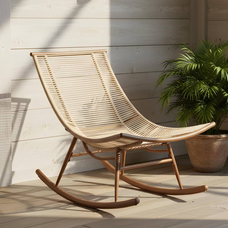 Christopher Knight Home - Modern Outdoor Rocking Chair with Metal Frame and PE Rattan