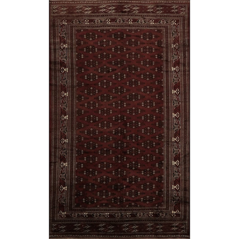 Hand Knotted Oriental 100% Wool Carpet Traditional Geometric Red Bokhara Area Rug - 13' 4'' X 8' 3''