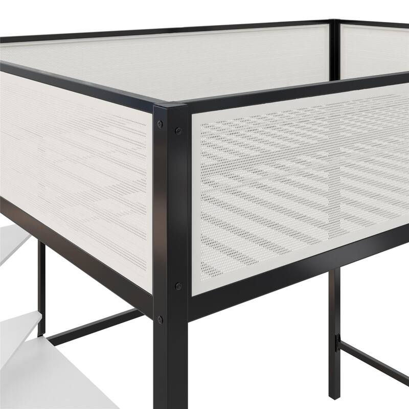 Full Loft Bed with Desk and Shelves for Kids and Teens, Space-Saving Design with Study Area and Storage