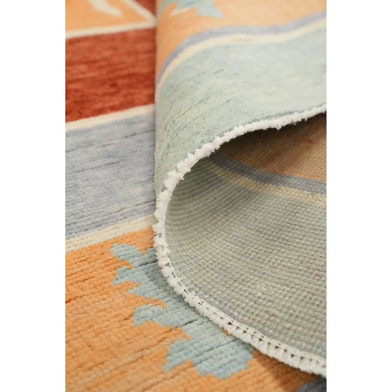 Hand Knotted Oriental 100% Wool Carpet Modern Geometric Multi-Colored Gabbeh Area Rug - 12' 0'' X 9' 8''