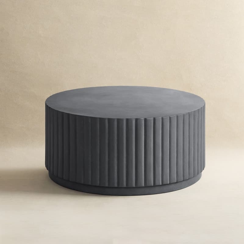 Modern Ribbed Round Concrete Coffee Table
