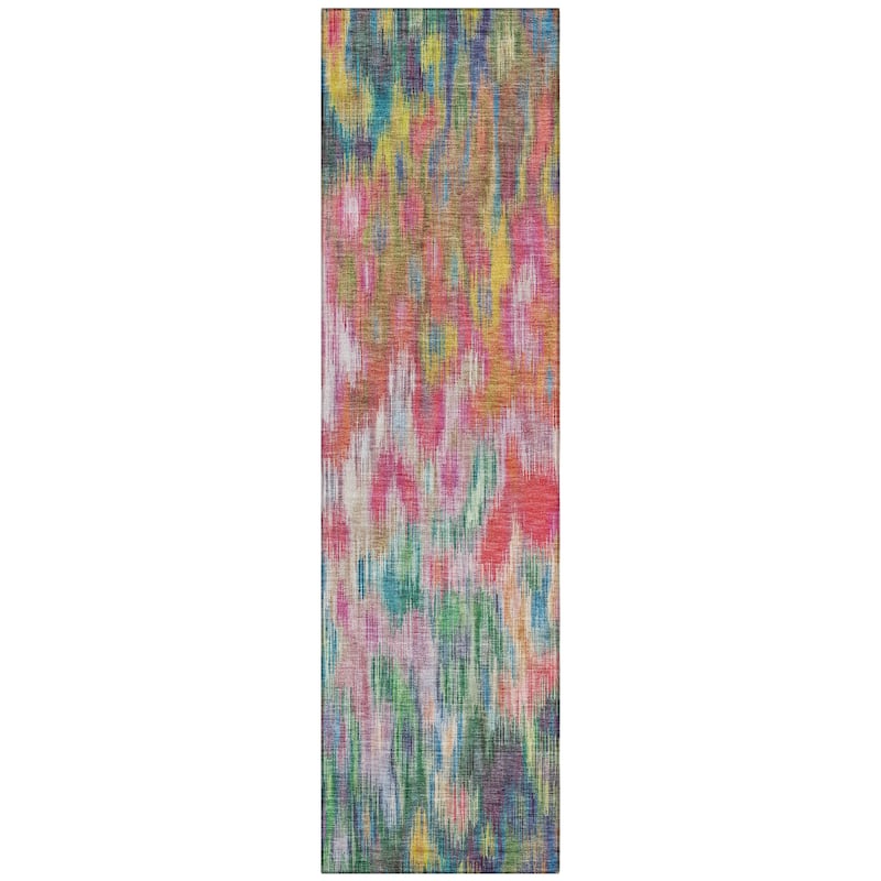 Machine Washable Indoor/Outdoor Modern Watercolor Chantille Rug
