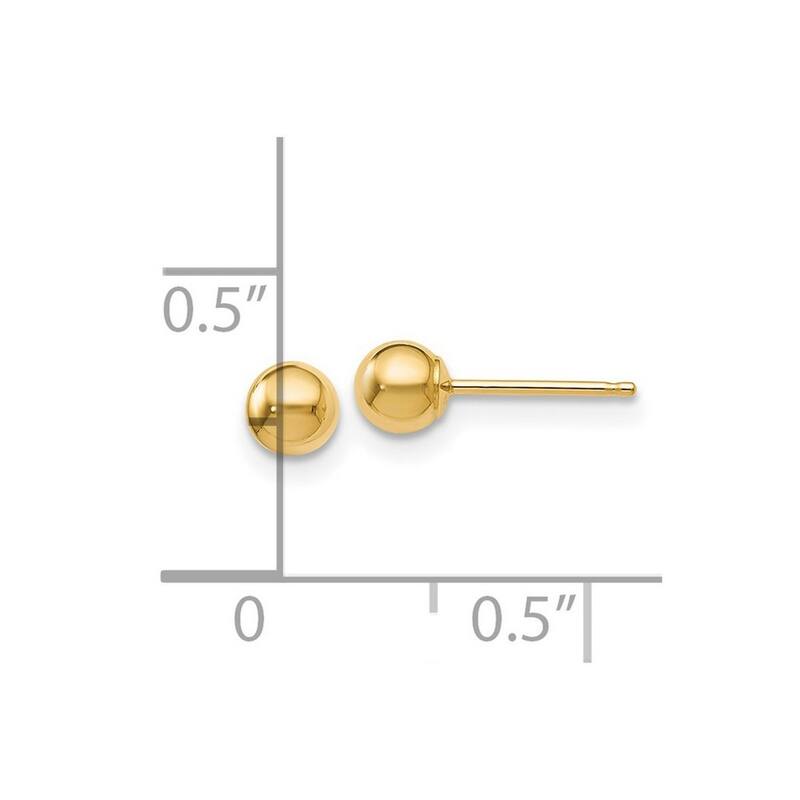 Curata 14k Yellow Gold Polished 4mm Classic Ball Post Earrings