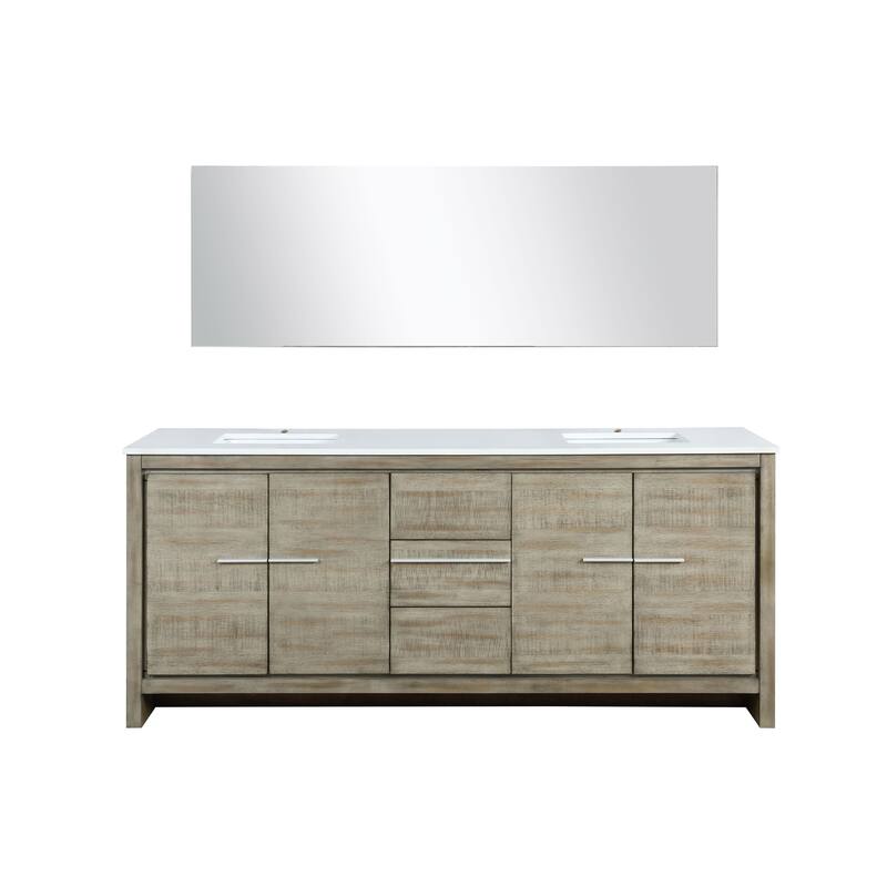 Lafarre 36 in W x 20 in D Rustic Acacia Bath Vanity, White Quartz Top and 28 in Mirror