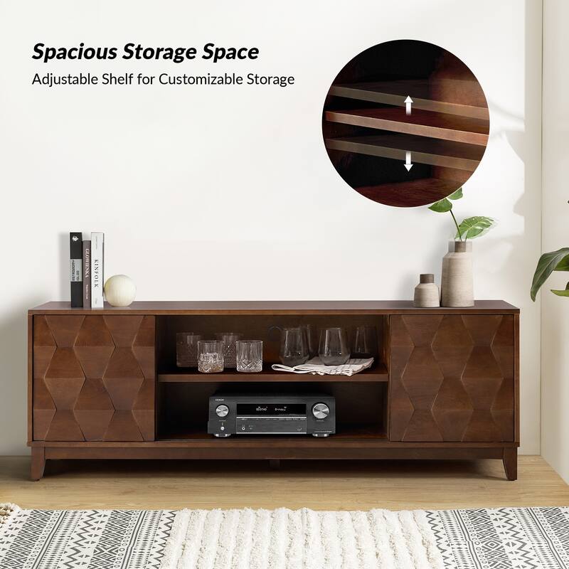 August Modern Media Console TV Stand with 2 Drawers and Sliding Doors for TVs up to 78" by HULALA HOME