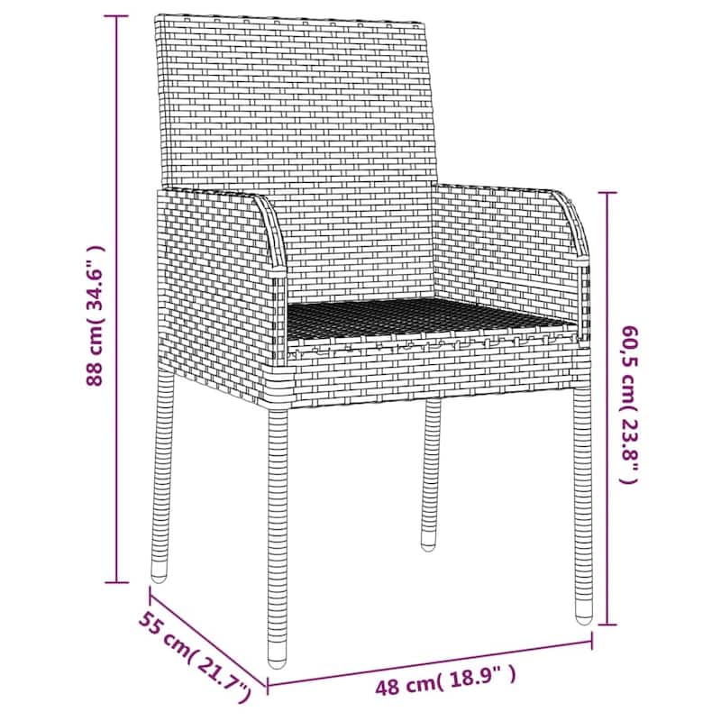 vidaXL 3/5/9/11 Piece Patio Dining Set with Cushions Poly Rattan