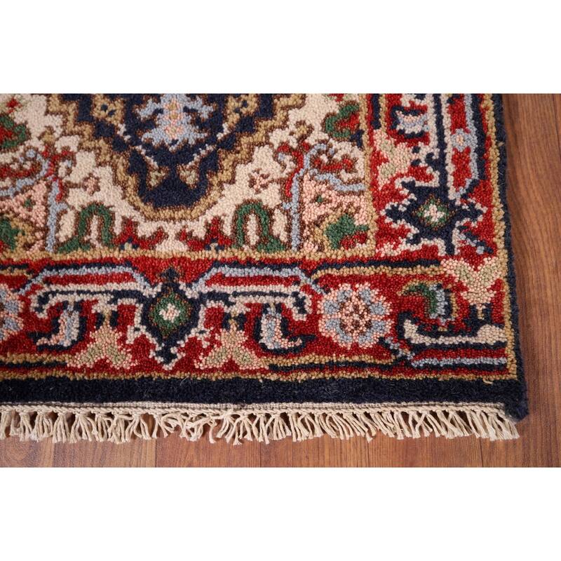 Navy Blue Heriz Serapi Indian Accent Rug Handmade Wool Carpet - 2'0" x 3'0"