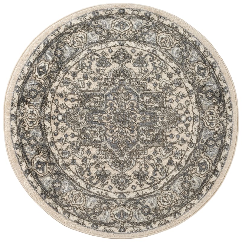 Nourison Quarry Indoor only Persian Area Rug. - 4'xRound - Ivory/Blue