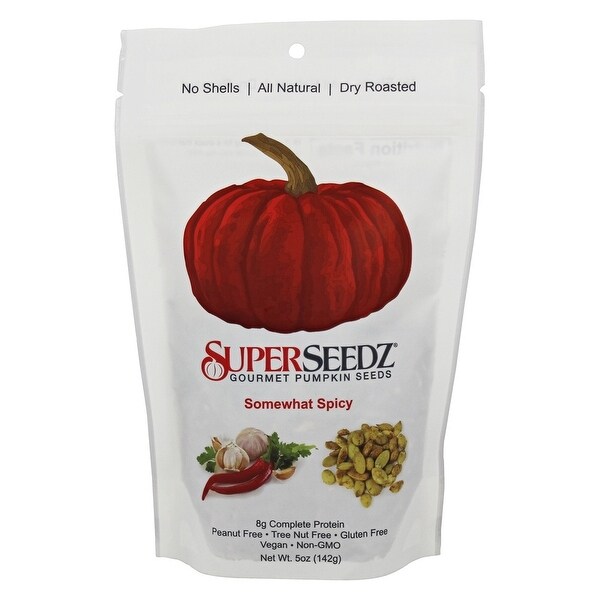 Superseedz Gourmet Pumpkin Seeds - Somewhat Spicy - Case of 6 - 5 oz.
