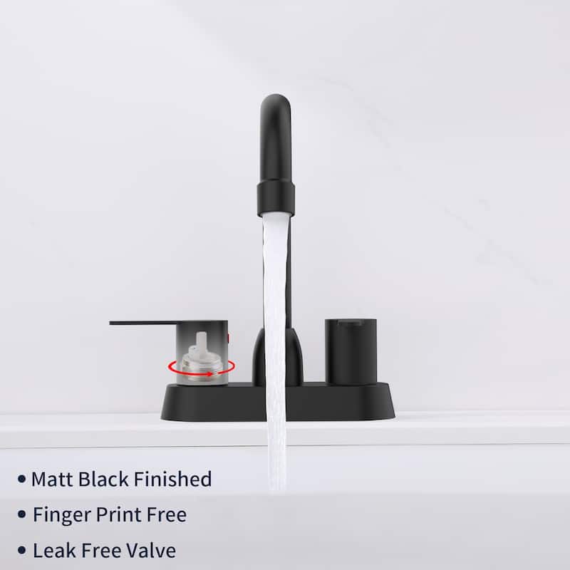 2 Handles Bathroom Sink Faucet, Matte Black Centerset RV Bathroom Faucets for 3 Hole