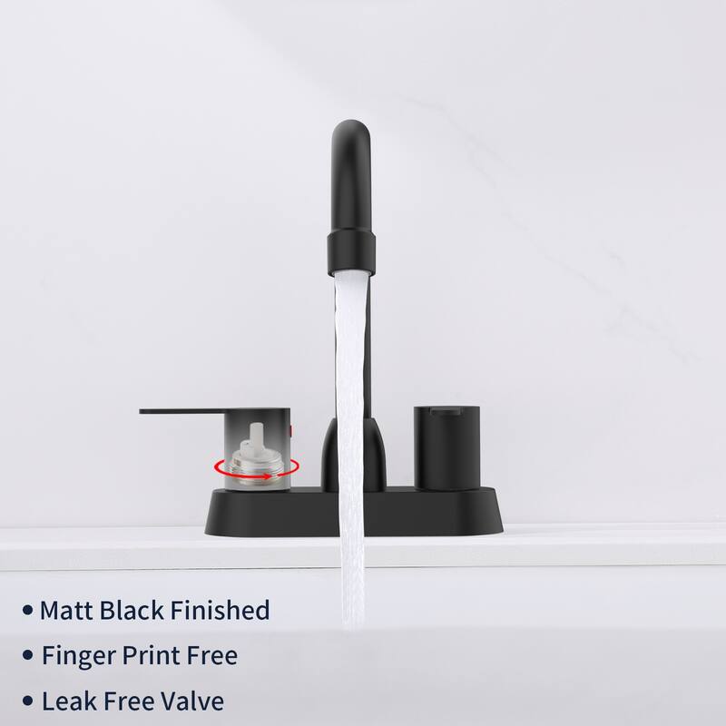 Modern 2 Handle 360 Degree Swivel Bathroom Sink Faucet with Aerator No Leak Valve, Water Saving, Splash and Fingerprint Proof