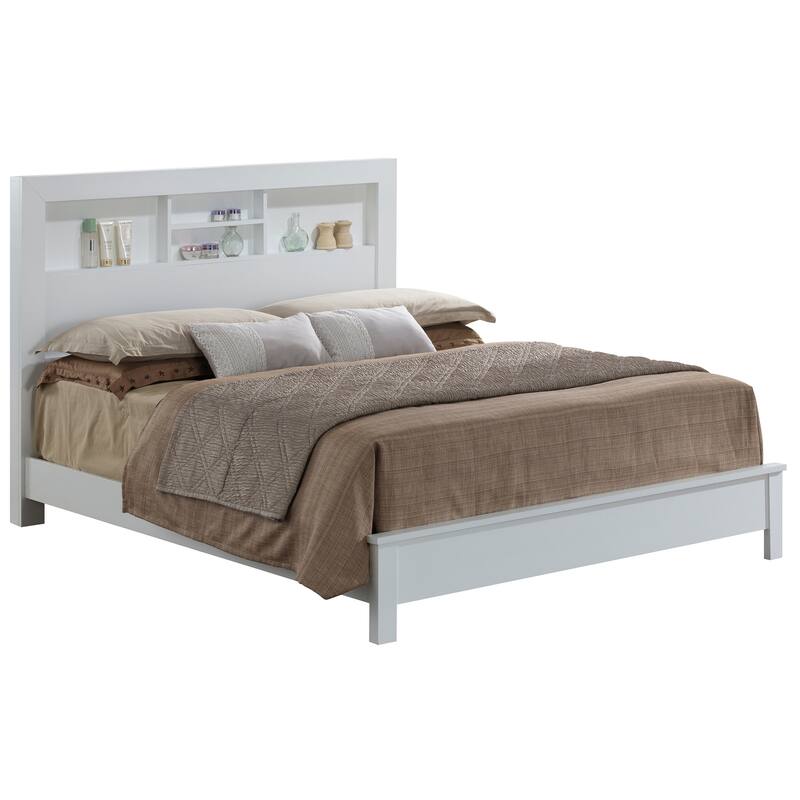 Queen Size Transitional Platform Bed with Durable Particle Board Construction and Easy Assembly - White