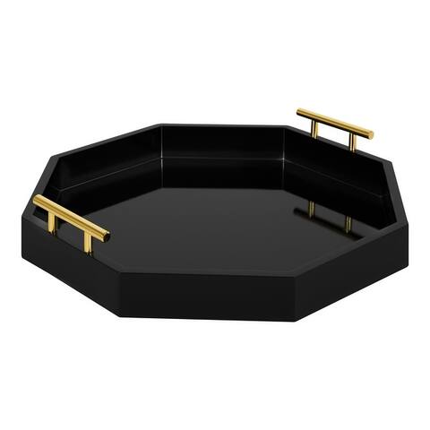 Kate and Laurel Lipton Octagon Decorative Tray with Metal Handles - 18x18