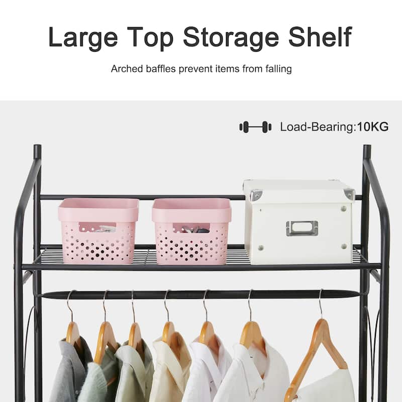 Multifunctional Clothes Rack Stand Metal Shelf Shoes with Shelves Hanging