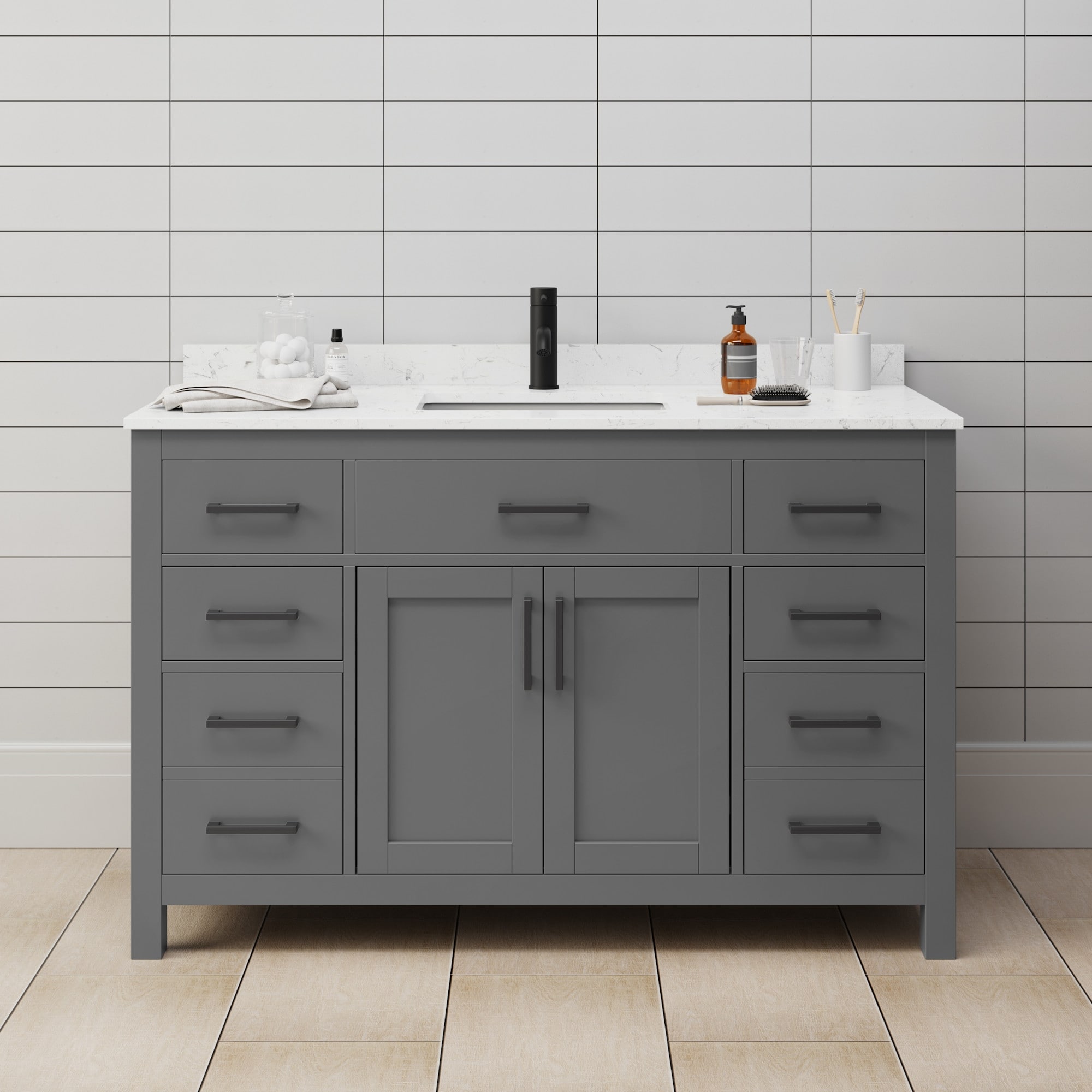 Wyndham Collection Beckett 54" Free Standing Single Basin Vanity Set