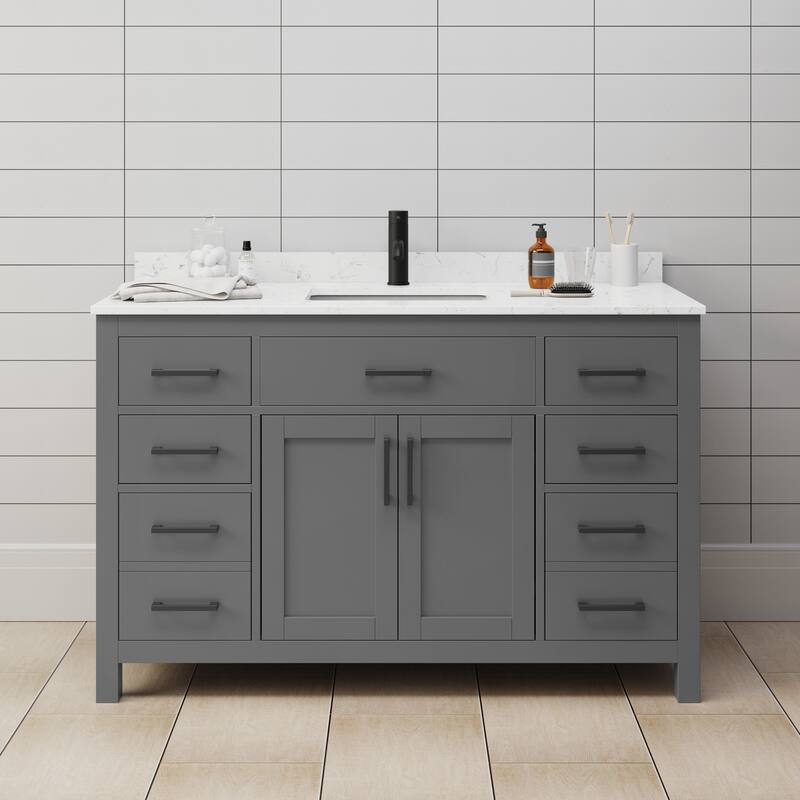 Wyndham Collection Beckett 54" Free Standing Single Basin Vanity Set