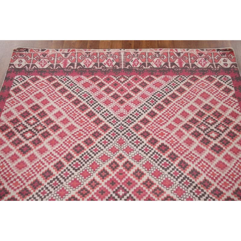 Geometric Modern Area Rug Hand-Knotted Wool Carpet - 4'10"x 7'9"