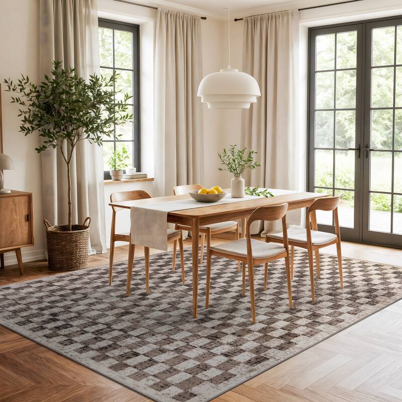 World Rug Gallery Contemporary Checkered Area Rug