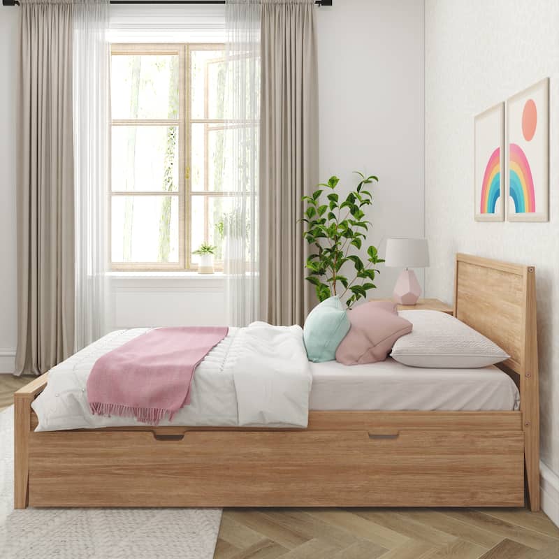 Max and Lily Twin-Size Bed with Panel Headboard and Trundle