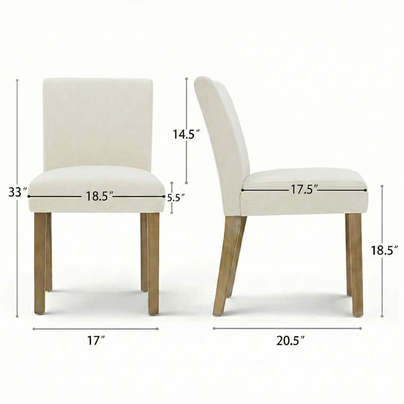 Parsons Dining Chairs with Linen Upholstery and Solid Wood Legs