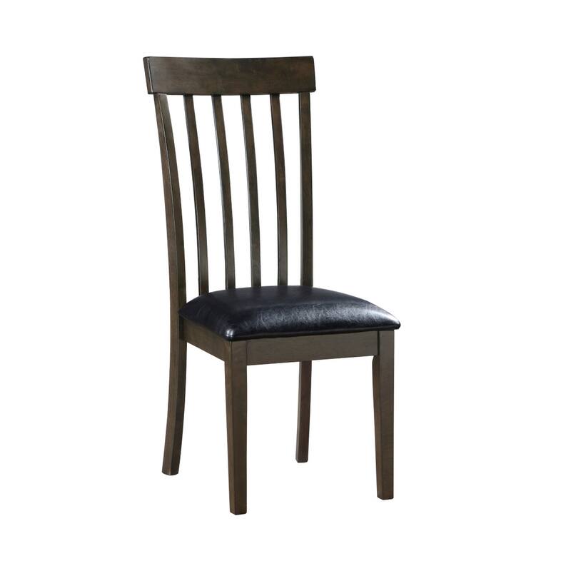 Kyn 18 Inch Side Dining Chairs Set of 2, Slatted Back, Padded Seat, Farmhouse Brown