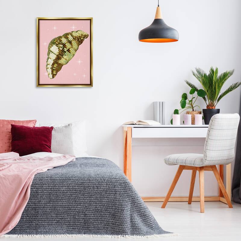 Stupell Luminous Disco Croissant Framed Floater Canvas Wall Art Design By Lil' Rue