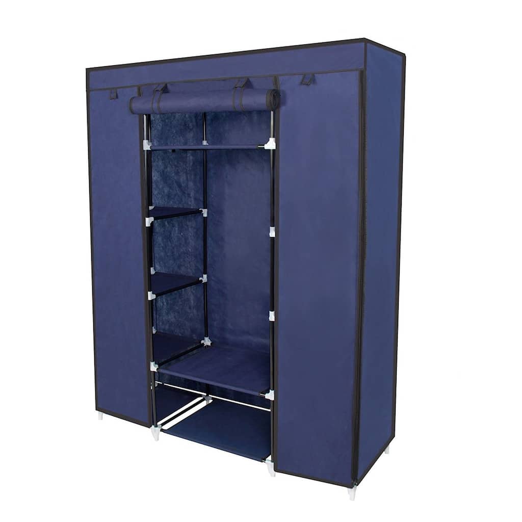 Clothes Organizer Wardrobe Portable Closet with Non-Woven Fabric,Blue