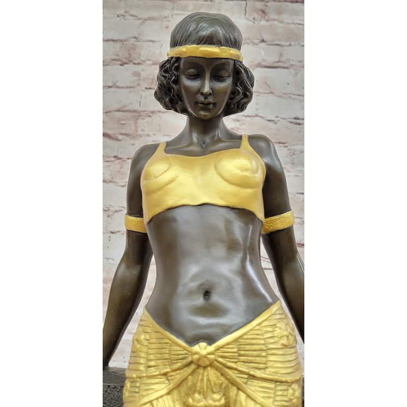 Art Deco Bronze Egyptian Girl Cleopatra Figure Sculpture Statue Original Art By Milo