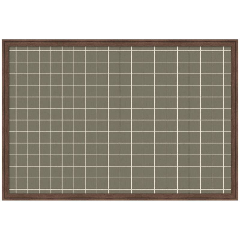 Kate and Laurel Framed Fabric Pinboard Sage Green Plaid Wall Organization - 38 x 26 - Brown