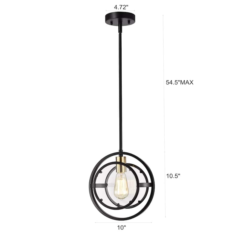 1-light Textured Black/ Burnished Brass Hanging Pendant