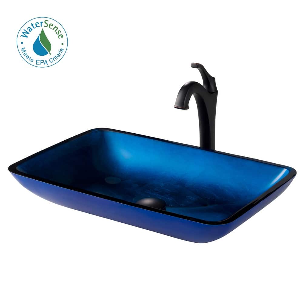 Kraus Arlo & Glass 21-7/8" Glass Vessel Bathroom Sink with 1.2 GPM