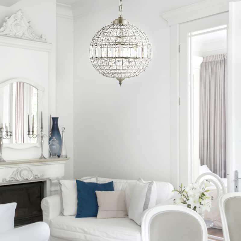 Juliette Crystal/Metal LED Pendant Pendant, Antique Brass by JONATHAN Y