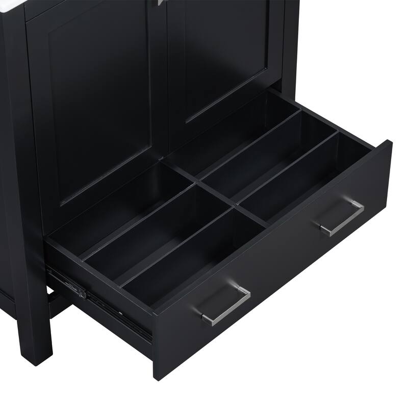 Bathroom Vanity with Single Sink, Bathroom Storage Cabinet with 2 Doors and 1 Drawer, Bathroom Vanities with Solid Wood Frame