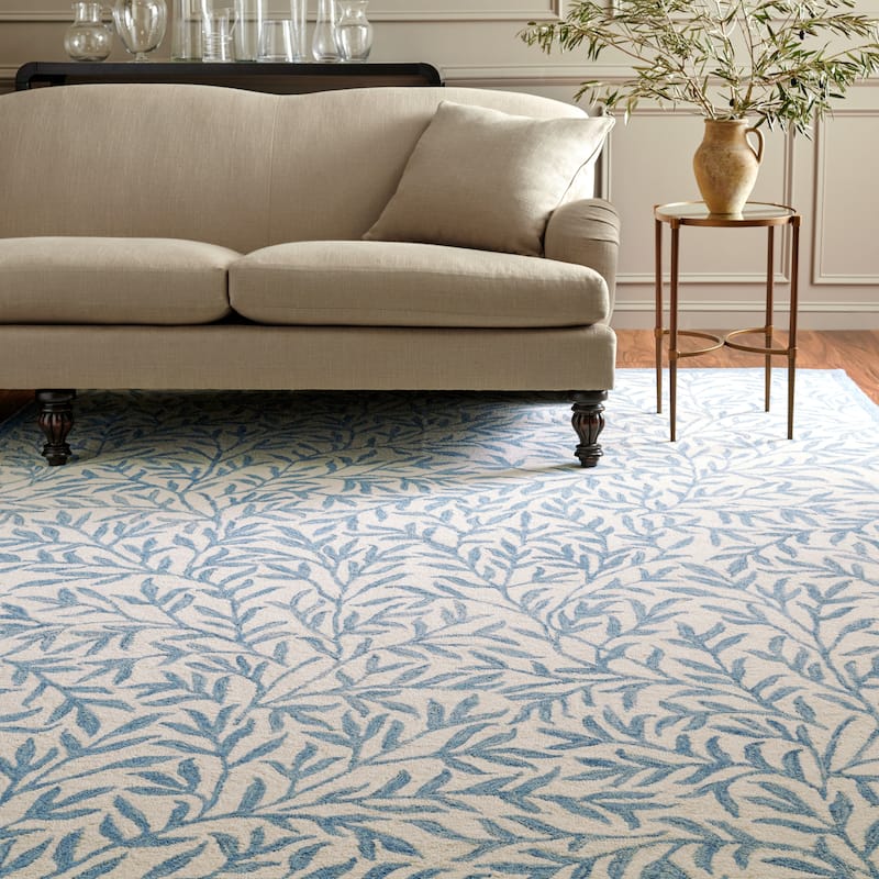 Martha Stewart Handmade Gjurga Contemporary Wool Rug. - 5' x 8' - Ivory/Blue