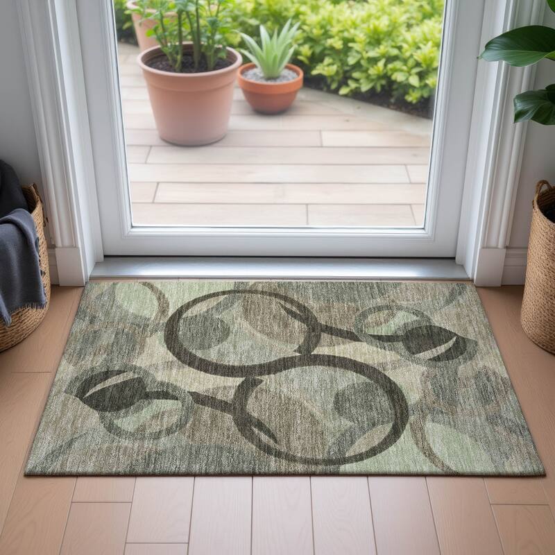 Machine Washable Indoor/Outdoor Contemporary Deco Chantille Rug